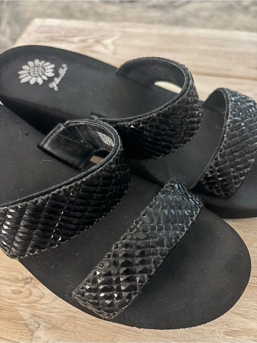 Yellow Box Black Woven Double-Strap Slide Sandals - Picture 5 of 5